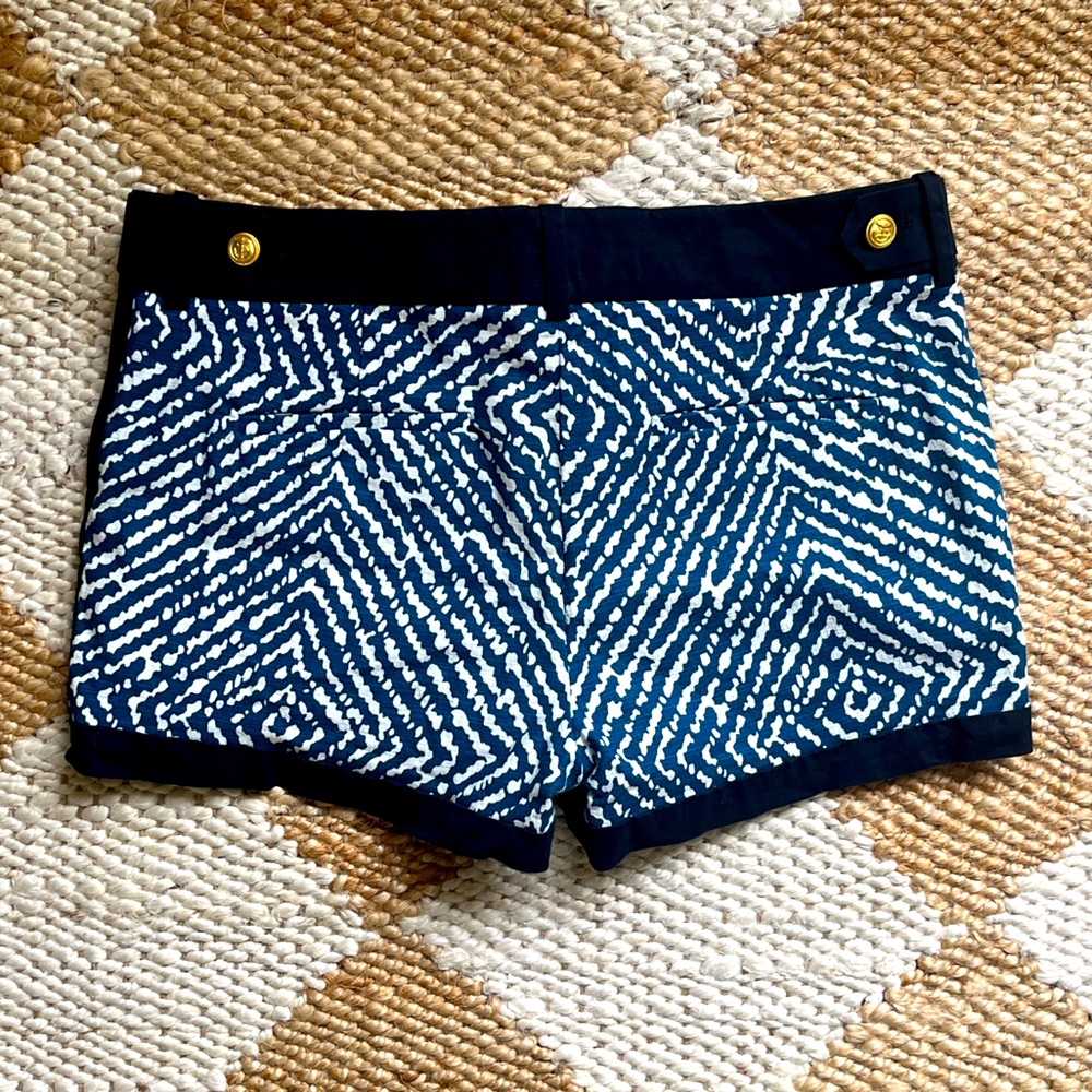 Women’s J. Crew Blue & White Patterned Nautical Shorts - Size 0
